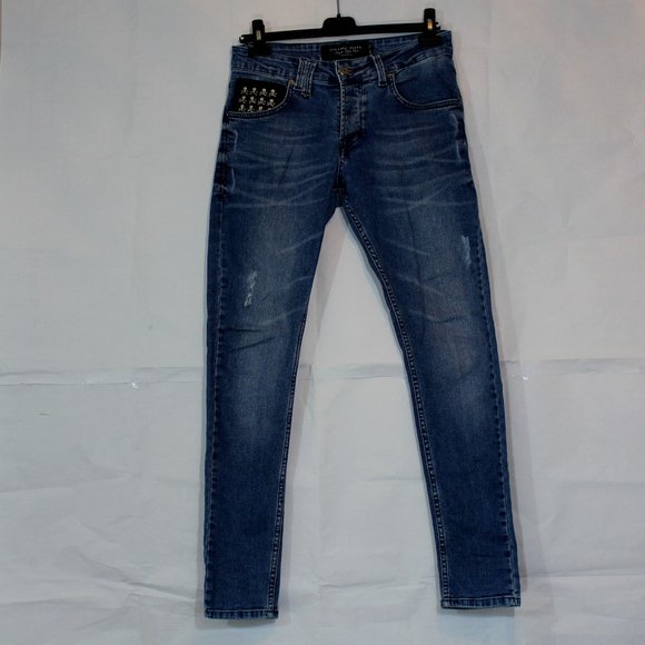 Philipp Plein Jeans blue mid-rise skinny men made in Italy Size 30 - Picture 1 of 15